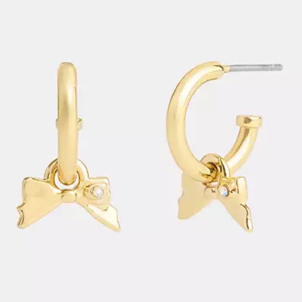 Coach Mini Bow Charm Huggie Earrings nwt in packaging - Picture 2 of 4